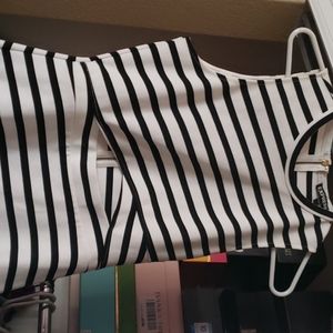 Black and white striped dress with crop cut out